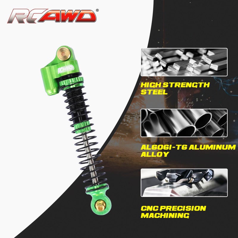 RCAWD SCX24 Shocks 58mm Lengthen Oil Type for Axial 1/24 SCX24 & AX24 Front Rear Shock Upgrade Parts Green - Image 4